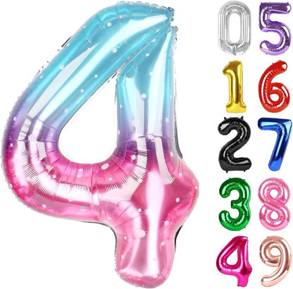 Starry Sky Number 4 Balloon 40 Inch, 4th Birthday Decorations Men Women | Foil by IWERP