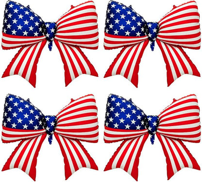 4 PCS Patriotic Bow Foil Balloons, 38 Inch Large American Flag Balloons by Unknown