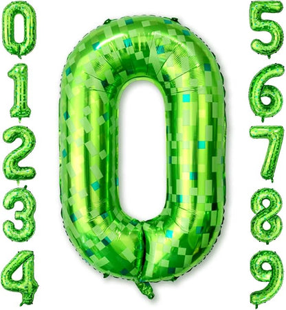 40 Inch Green Pixel Number 0 Balloon, Lime Green Large Foil Number Balloon by Unknown