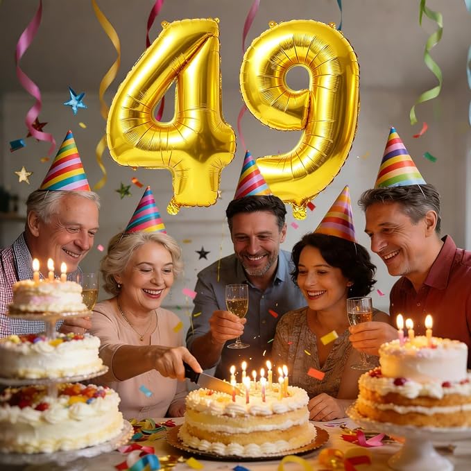 40 Inch Number 49 Balloons for 49th Birthday Party Decorations, 0-100 Gold - Image 2