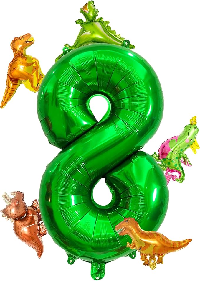 LilyZheng Large Dinosaur Balloon Number 8, 40 Inch Dark Green Foil Balloon by LILYZHENG