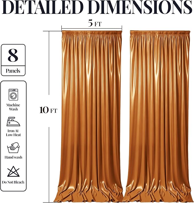 40x10ft Rust Orange Glitter Backdrop Curtain - Image 9