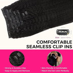 Lashey Seamless Clip in Hair Extensions Human Hair #1 Jet Black 22 Inch 110g 7pcs Kinky Straight Human Hair Clip in Hair Extensions with Soft PU Weft