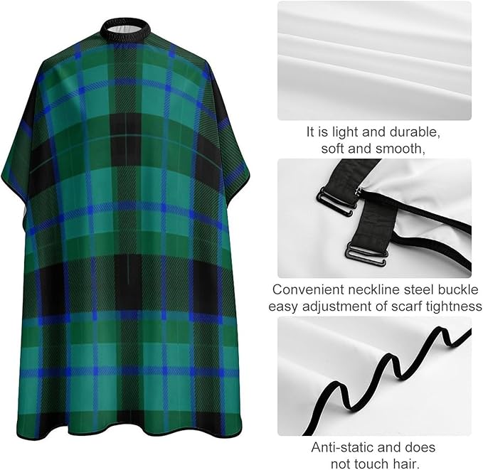 Extra Large Hair Styling Cape, Scottish Tartan Plaid Haircut Apron Haircuting Salon Cape Gown for Hair Cutting Styling
