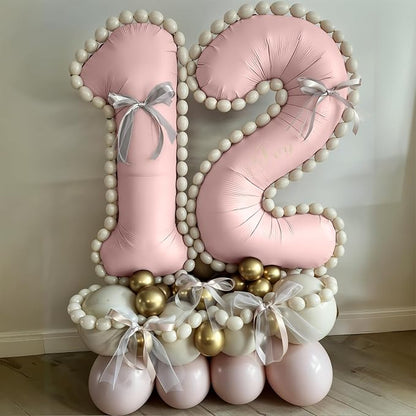 40 Inch Dusty Pink Balloon Number 2, Blush Pink Gold Beige Latex Balloons 2nd - Image 4