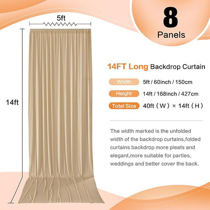 40ft×14ft Long Champagne Backdrop Curtain - Image 5