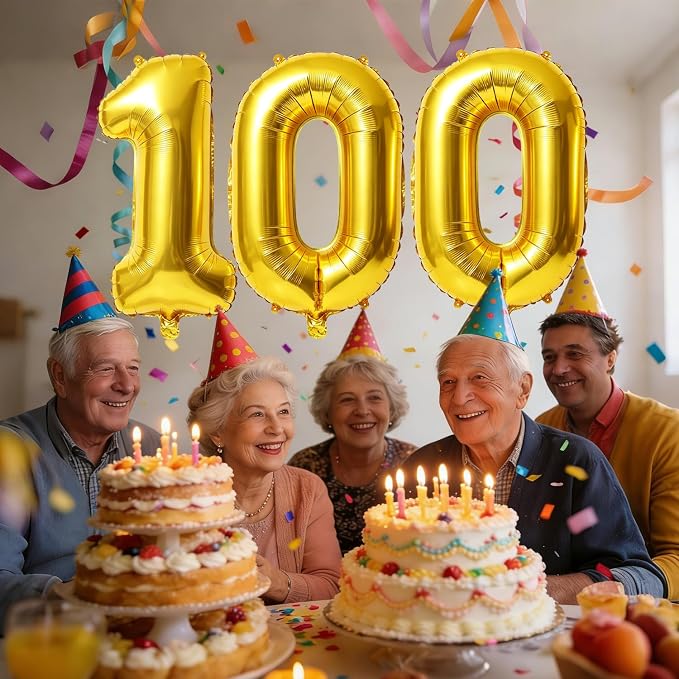 40 Inch Number 100 Balloons for 100th Birthday Party Decorations, 0-100 Gold - Image 2