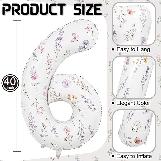 Flower 16 Balloon Numbers for Girls 16th Wildflower Birthday Party Decor | 40'' - Image 2