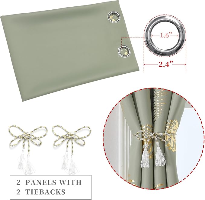 Sage Green Thermal Insulated Blackout Curtains 72 Inches Long - Image 5