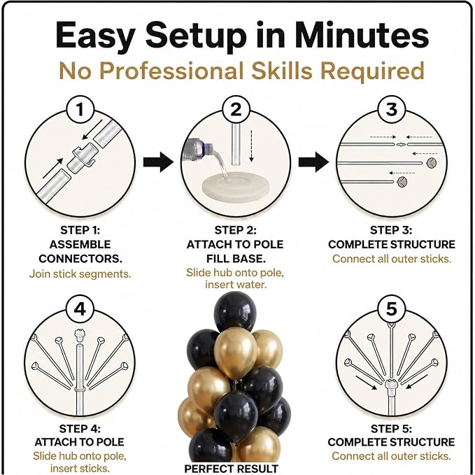 Black Gold Balloon Column Kit - Image 3