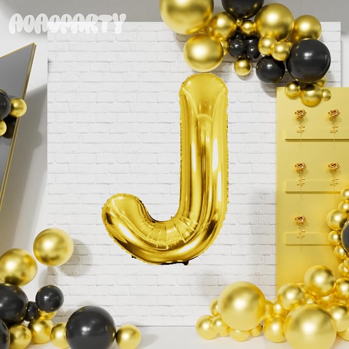 Letter Balloons Gold 40 Inch J Large Giant Big Foil Mylar Balloon | - Image 4