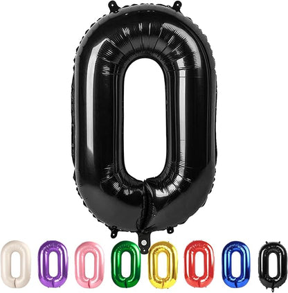 Large Number 0 Balloons Black Birthday Party Decorations by Mluchee