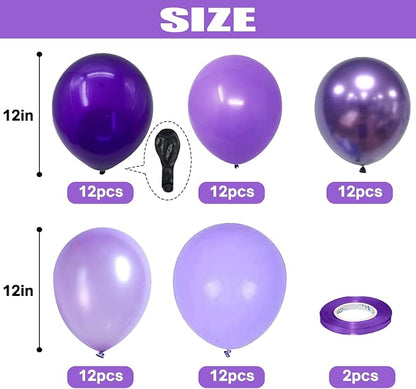 Togvu Purple Balloons, 60 Packs 12 Inch Metallic Chrome Pearl Macaron Light - Image 2