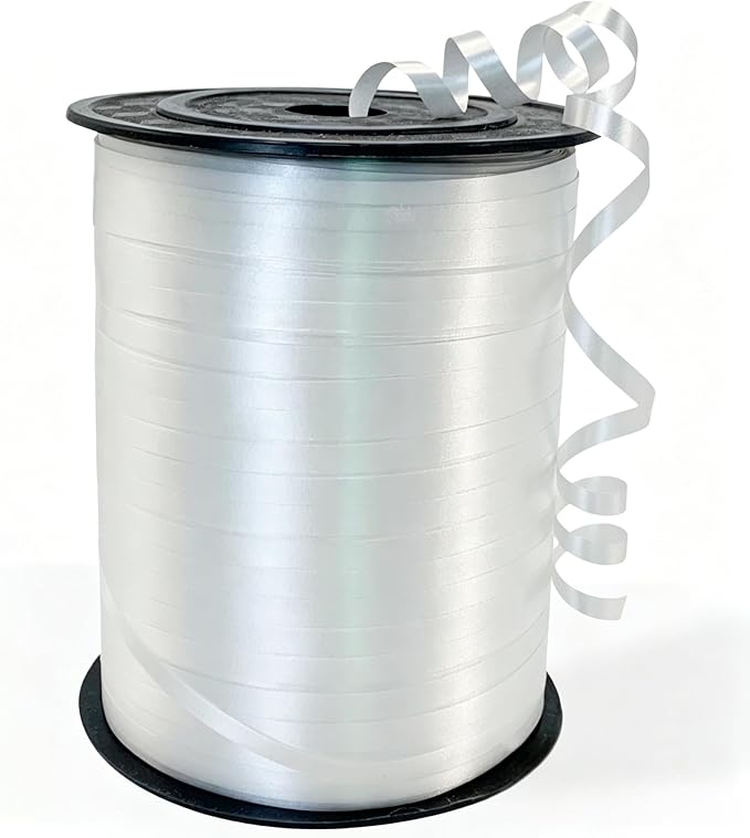 White Curling Ribbon, 500 Yard Balloon String Ribbons by Winjeto