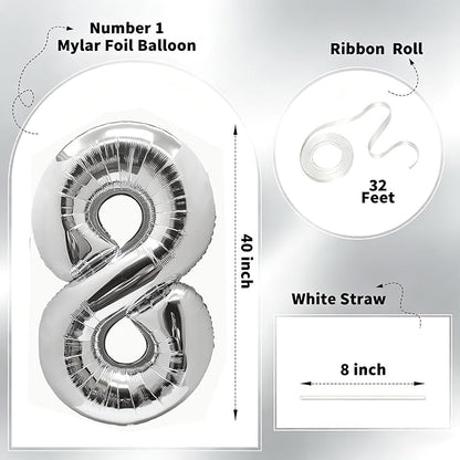 Number Balloons Silver Party Balloon - Image 2