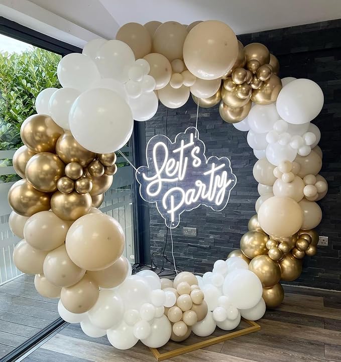 White Sand Gold Balloon Garland Arch Kit - Image 7