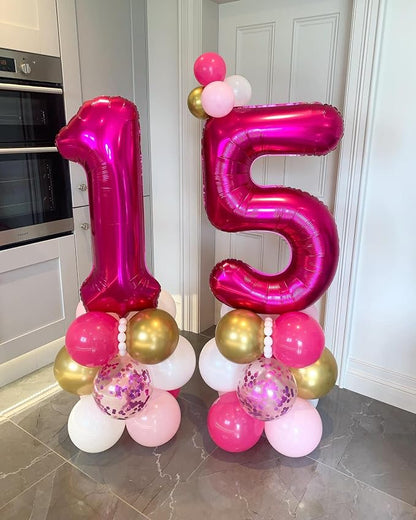 40 Inch Hot Pink 17 Number Balloons Giant 17 Balloons Hot Pink Birthday 17 - Image 5