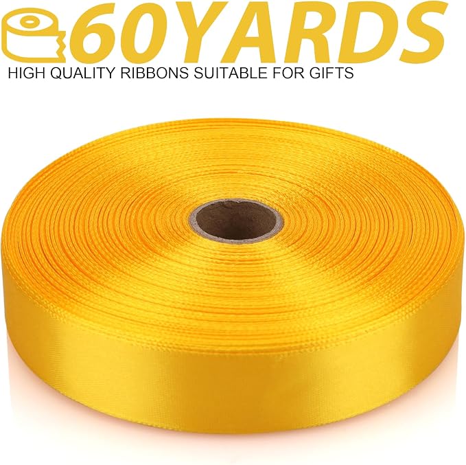 7/8 Inch 60 Yards Yellow Satin Craft Ribbon-Single Face Polyester Ribbon - Image 2