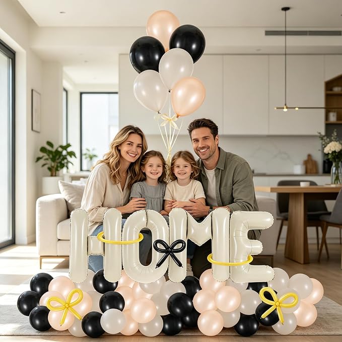 147 Pcs Housewarming Party Decorations, Cream Black Mettalic Gold Balloons - Image 7