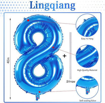Blue Number 40 Birthday Balloons, 40 Inch Large Blue Foil Number 4 and 0 - Image 2