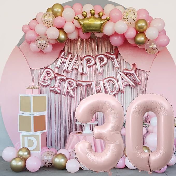 40 Inch Balloon Number 0 Pastel Pink, Large Foil Dusty Retro Pink Number - Image 3