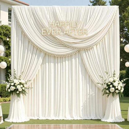 30ftx12ft Wrinkle Free Ivory Backdrop Curtains - Image 2