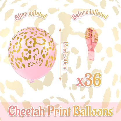 Gejoy 36 Pcs Cheetah Balloons Pink Leopard Print Balloons 12 Inch Spots Latex - Image 2