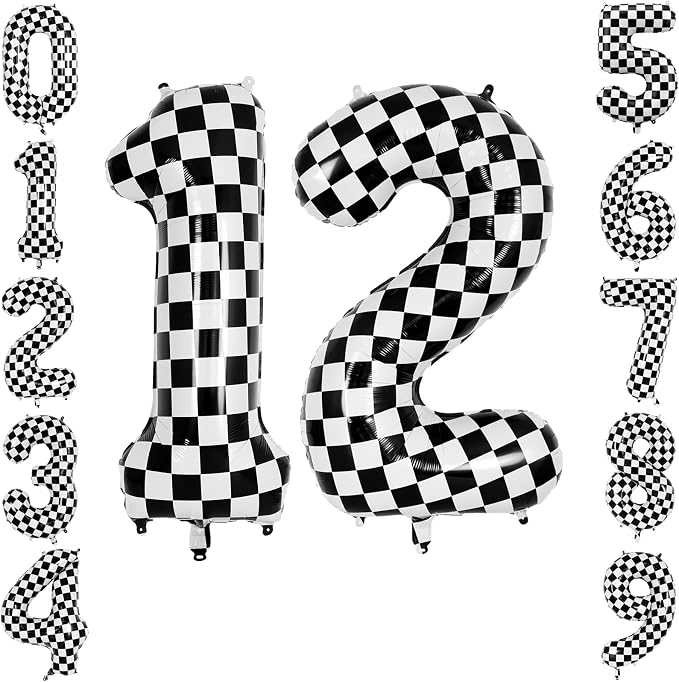 40" Checkered Number 12 Balloon by TNCDJKPA