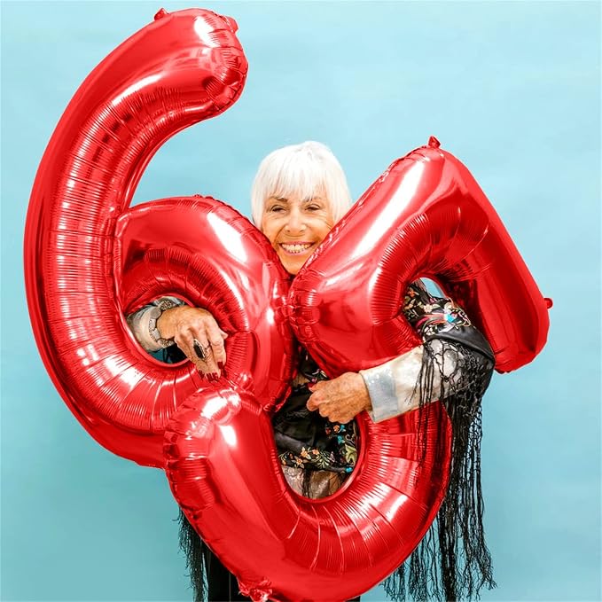 40 Inch Red Large Numbers Balloons 0-9, Self Inflating Foil Number 5 Helium - Image 6