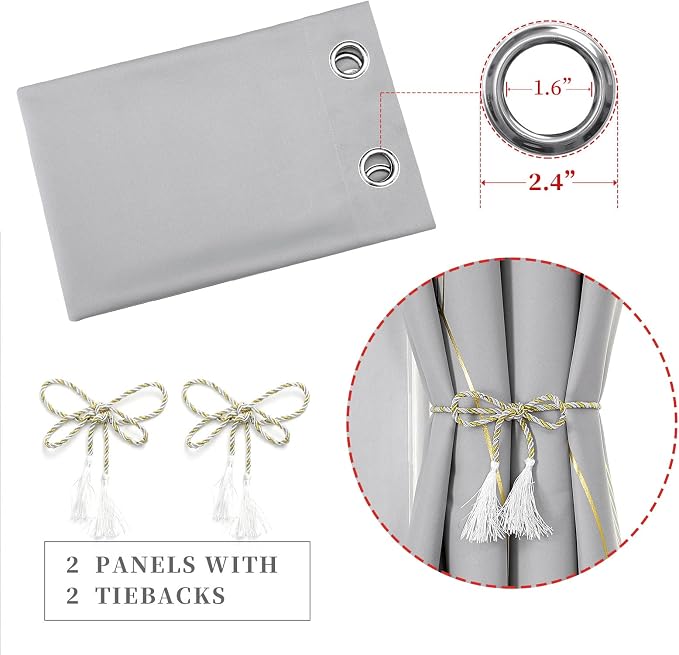 Light Grey Blackout Curtains 108 Inches Long, Light Blocking Thermal Insulated - Image 4