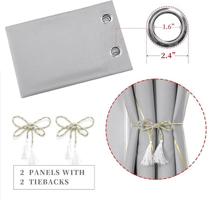 Light Grey Blackout Curtains 84 Inches Long, Light Blocking Thermal Insulated - Image 4