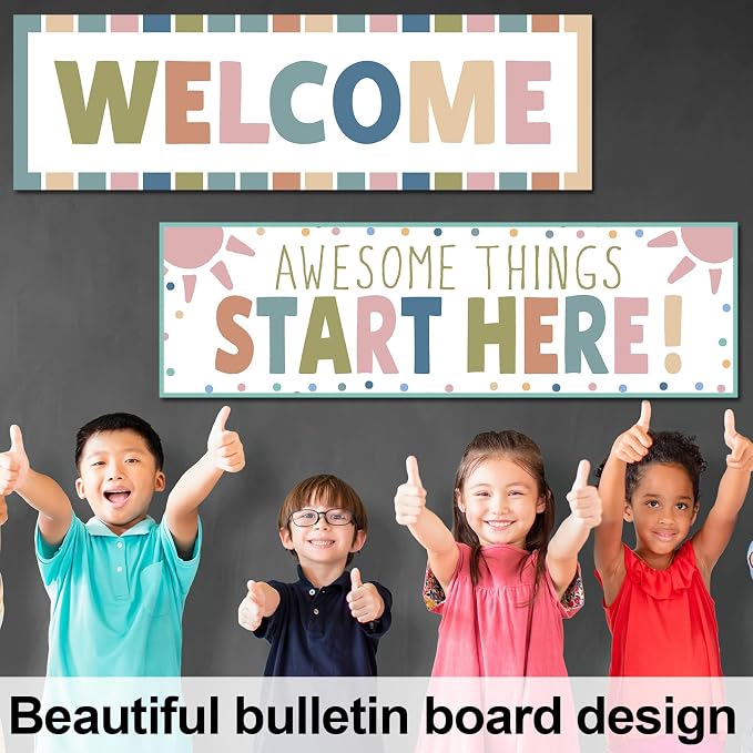 Boho Welcome Classroom Decorations Colorful Rainbow Awesome Things Start Here - Image 4