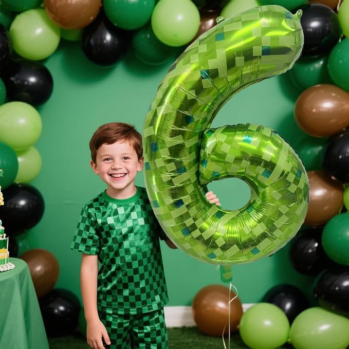 Green Number Balloons, Gaint Green Pixel Number 0 Balloon 40 Inch Dark green 0 - Image 4