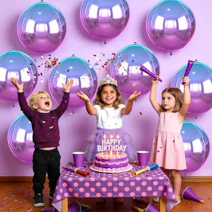 Gradient Purple Round Foil Balloons 9 pcs - Image 7