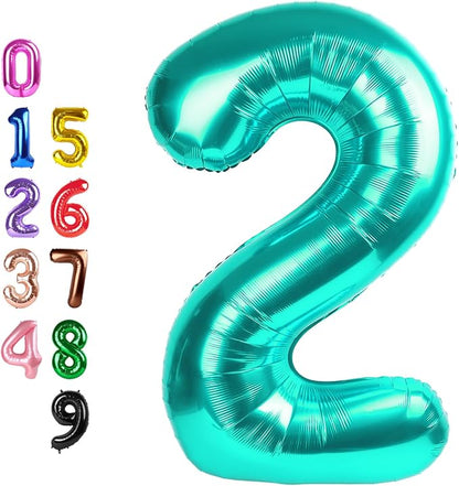 2 Balloon 40 inch Teal Blue Number Balloons by Enyeopd