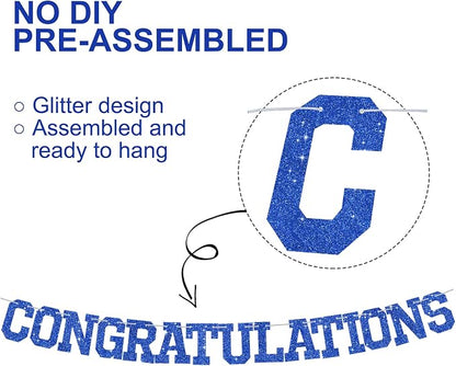 BEISHIDA Glitter CONGRATULATIONS Banner Blue 2026 Graduation Party Decorations - Image 2