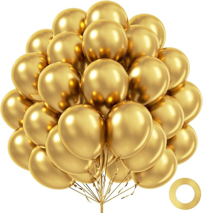 100 Pack Metallic Gold Balloons 12 inch, Baby Shower, Graduation Party by FOTIOMRG