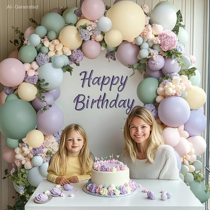Dusty Green Pink Purple Balloons Arch Kit, Double Stuffed, Party. | Dusty Pink - Image 4
