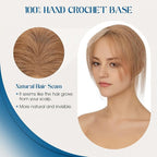Hair Topper with Side Bangs Human Hair Curtain Bangs Topper for Women,3.54x4.92 T-part Lace Base Real Human Hair Topper Hair Piece for Daily Wear(Side Bangs,Light Brown)
