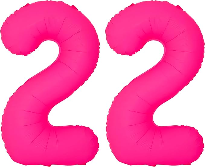 Pink Birthday Number 22 Balloons 40IN Fluorescent Pink 81 Foil Balloon | by YOIOZAIZAI