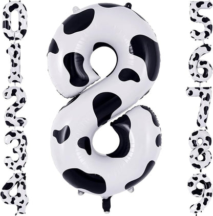 40" Cow Print Foil Number 8 Balloon by TNCDJKPA