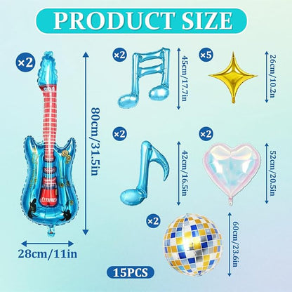 Music Party Decorations, Iridescent Disco Ball Guitar Four-Point Star Foil - Image 2