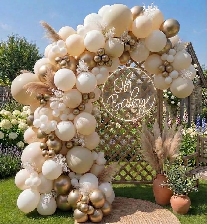 Sand White Gold Balloon Arch Kit - Image 5