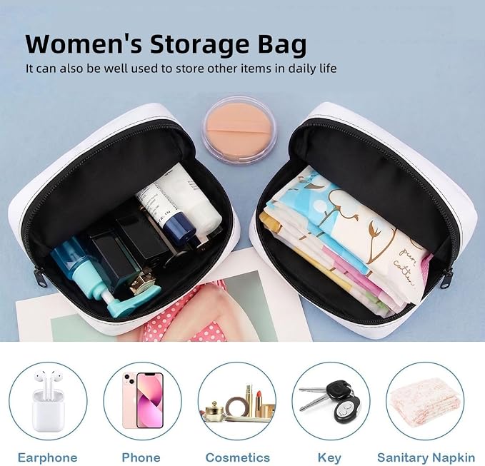 Hot Air Colorful Balloons Print Women Period Bag Sanitary Pouch Portable Pad - Image 4
