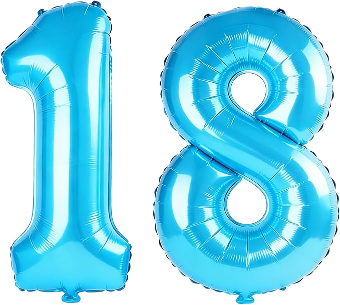 40 Inch Number 18 Balloons for 18th Birthday Party Decorations, 0-100 Jewelry by FOBELEC