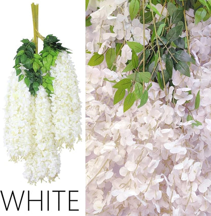 Wisteria Hanging Flowers 24 Pack Artificial Flowers Fake Wisteria Vine Rattan - Image 2