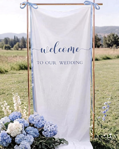 Tingjoo 27 × 78 Inch Welcome to Our Wedding Fabric Banner Long Wedding Party by Tingjoo