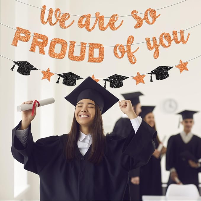 We Are So Proud of You Banner Prestrung Orange Graduation Banner Graduation - Image 6
