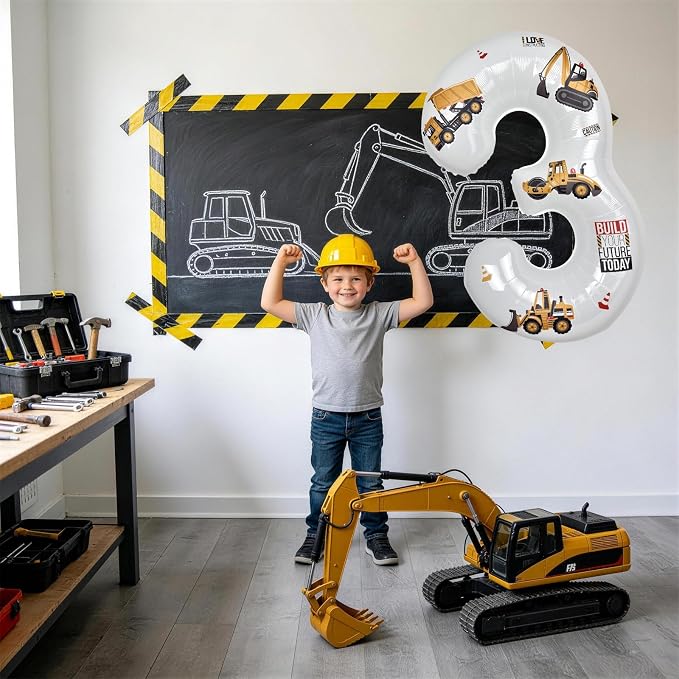 Construction Number 5 Balloon 40 Inch | White Foil Balloon - Image 4