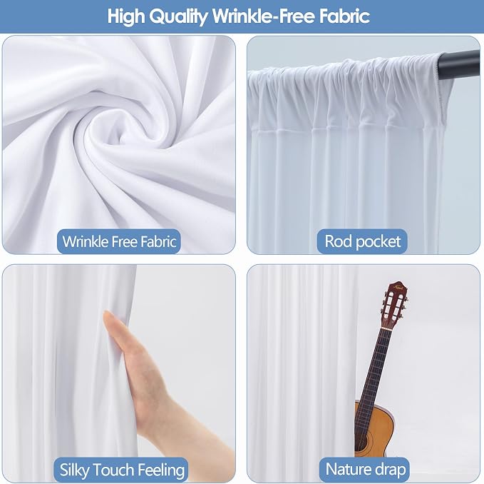 30x10ft Wrinkle Free White Backdrop Curtain - Image 4
